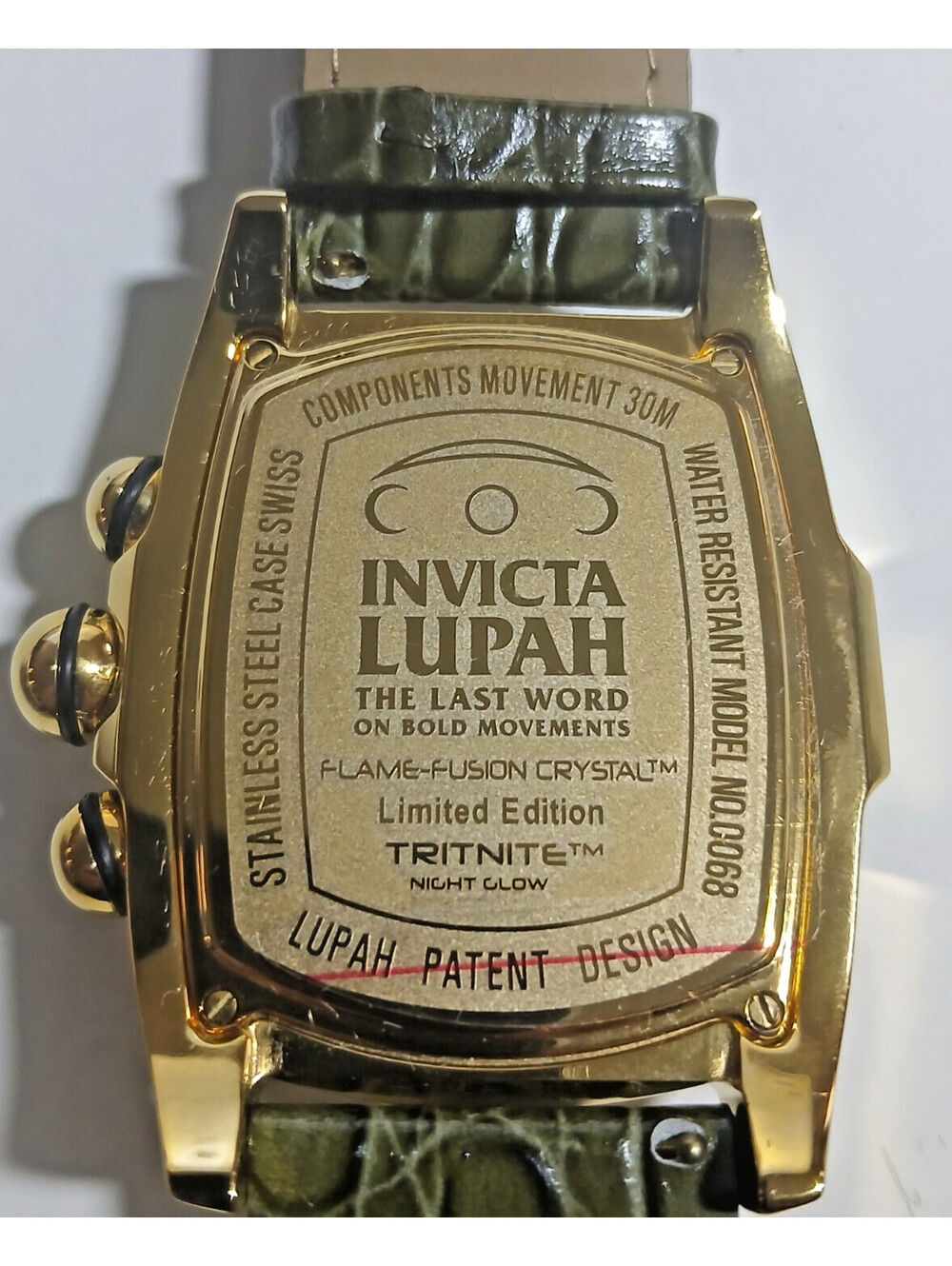 Invicta Gold tone Lupah Ltd Ed. Mod 0068 Watch & 5 Leather Bands NIB w Papers - Picture 2 of 10